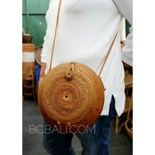 round circle design handmade hand woven ata grass rattan bali